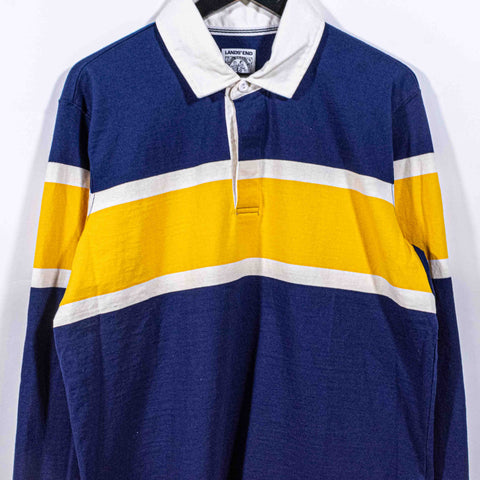 Lands' End Striped Long Sleeve Rugby Shirt