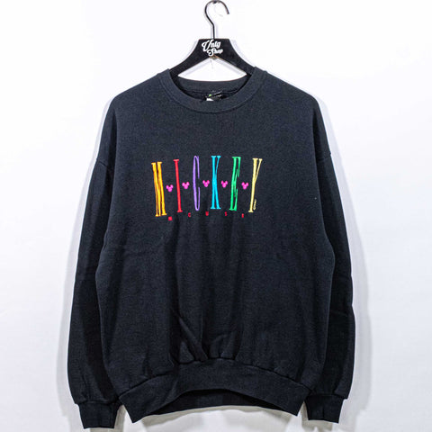 Mickey Mouse Rainbow Spell Out Sweatshirt Embroidered