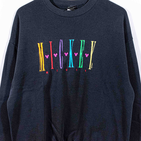 Mickey Mouse Rainbow Spell Out Sweatshirt Embroidered