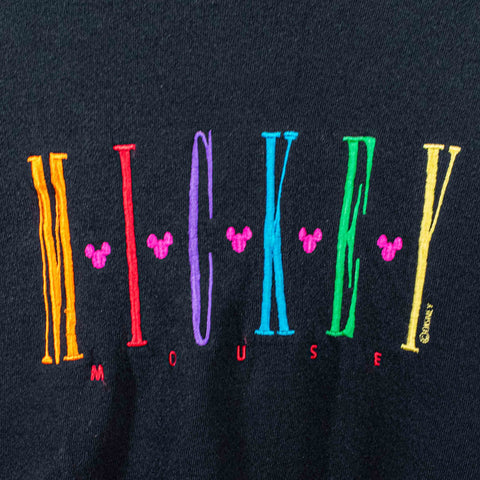 Mickey Mouse Rainbow Spell Out Sweatshirt Embroidered