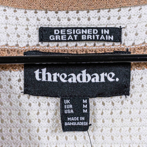 Knit Crocheted Striped Button Short Sleeve Shirt