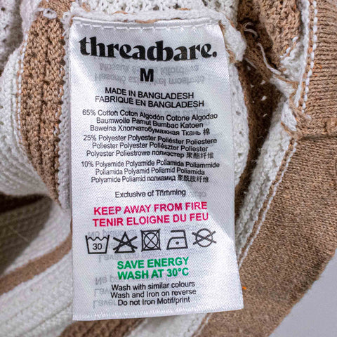 Knit Crocheted Striped Button Short Sleeve Shirt