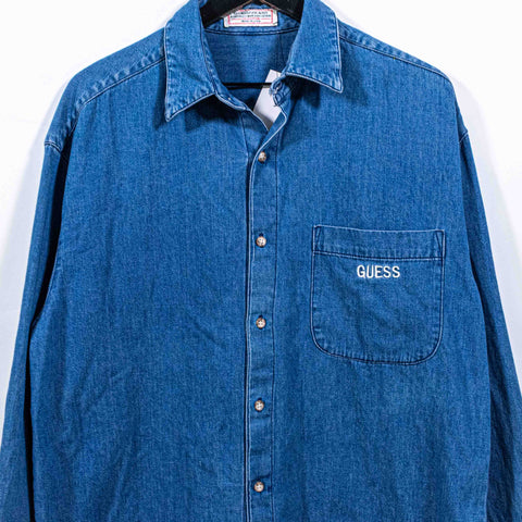 Guess Jeans Spell Out Denim Work Shirt