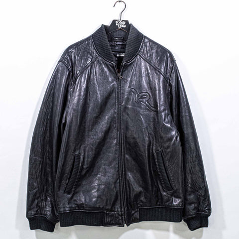 Rocawear Logo Leather Bomber Jacket