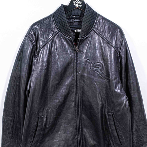 Rocawear Logo Leather Bomber Jacket