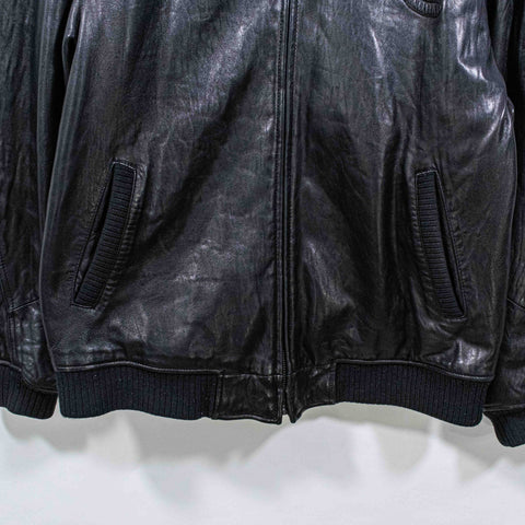 Rocawear Logo Leather Bomber Jacket