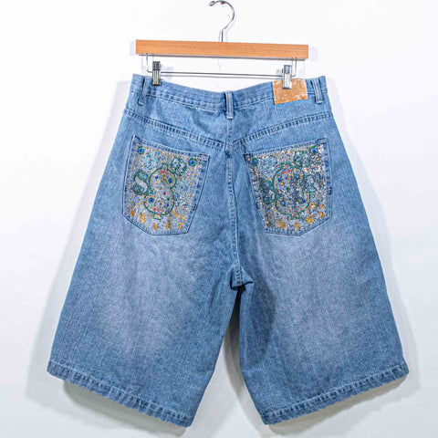 Bedazzle Baggy Hip Hop Jean Shorts Jorts Xers