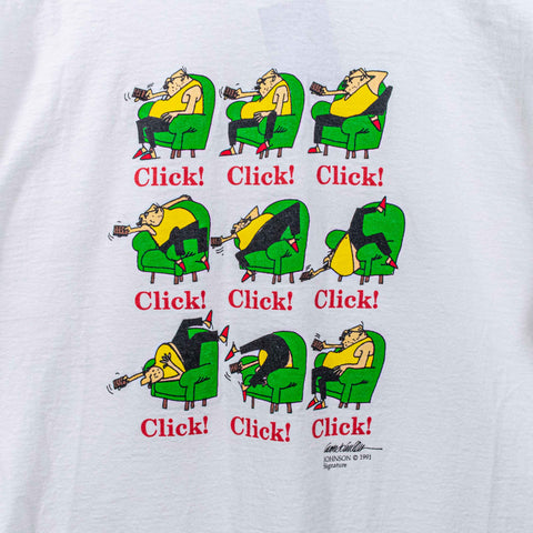 Click Click Click TV Humor Joke T-Shirt Johnson Signature