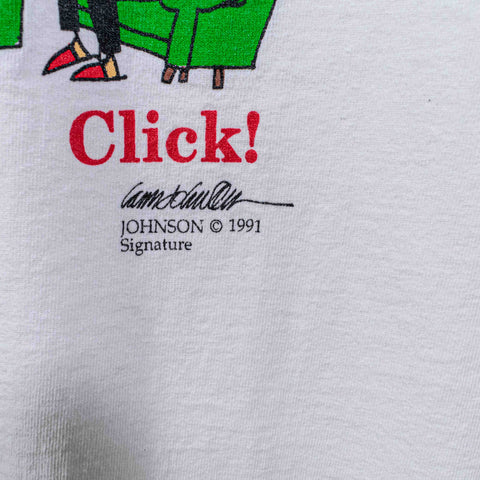 Click Click Click TV Humor Joke T-Shirt Johnson Signature