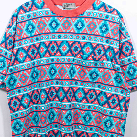 Aztec Southwestern AOP Pocket T-Shirt Single Stitch Made in USA