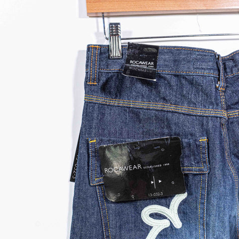 Rocawear Embroidered Jeans Wide Leg Baggy Hip Hop