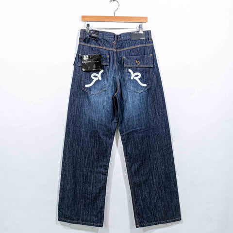Rocawear Embroidered Jeans Wide Leg Baggy Hip Hop