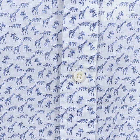 Polo Ralph Lauren Giraffe Button Shirt Italian Fabric Linen Cotton