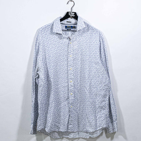 Polo Ralph Lauren Giraffe Button Shirt Italian Fabric Linen Cotton