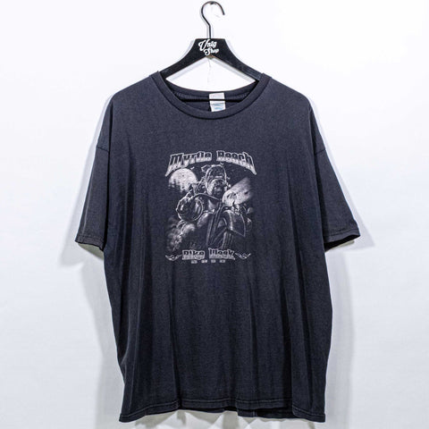 Myrtle Beach Bike Week T-Shirt Bulldog Biker Sun Faded