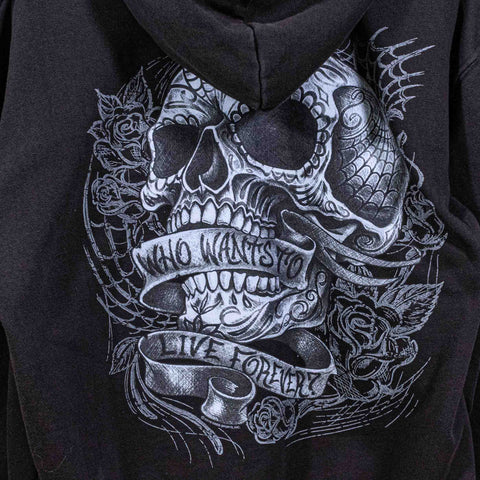 Who Want to Live Forever Skull Dragon AOP Zip Up Hoodie Sweatshirt Hot Leathers