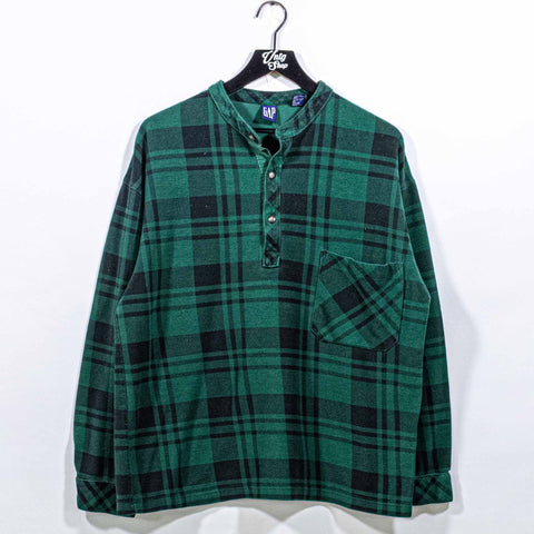 GAP Plaid Henley Pocket Longsleeve T-Shirt