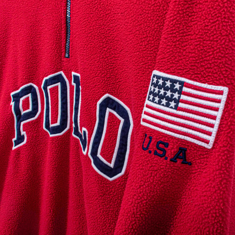 Polo Ralph Lauren USA Flag 1/4 Zip Fleece Pullover