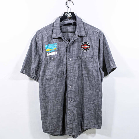 Harley Davidson Motorcycles Aruba Mechanic Short Sleeve Button Shirt