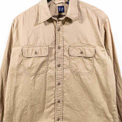 GAP Striped Textured Button Safari Work Shirt