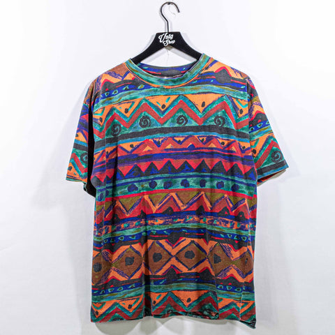 Surf Skate Striped Aztec Tribal AOP T-Shirt Chicos Designs Vaporwave