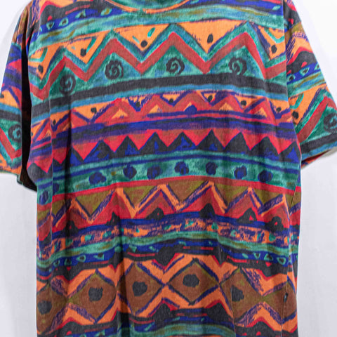 Surf Skate Striped Aztec Tribal AOP T-Shirt Chicos Designs Vaporwave
