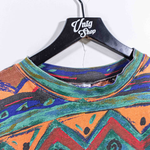 Surf Skate Striped Aztec Tribal AOP T-Shirt Chicos Designs Vaporwave