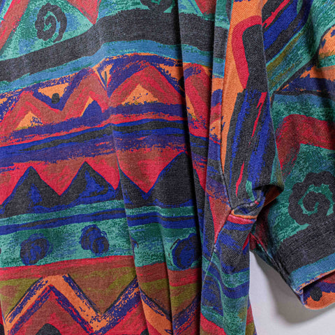 Surf Skate Striped Aztec Tribal AOP T-Shirt Chicos Designs Vaporwave