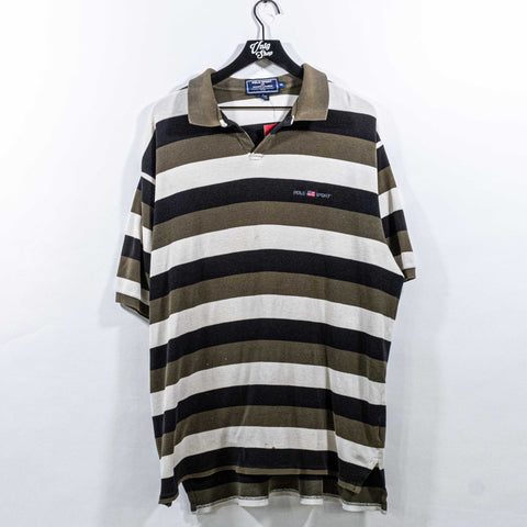 Polo Sport Ralph Lauren Striped Knit Polo Shirt Spell Out