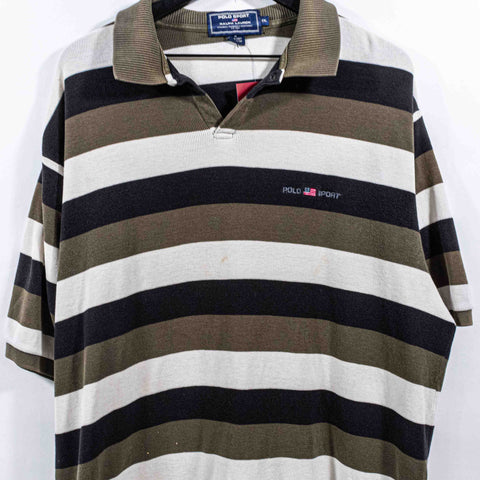 Polo Sport Ralph Lauren Striped Knit Polo Shirt Spell Out
