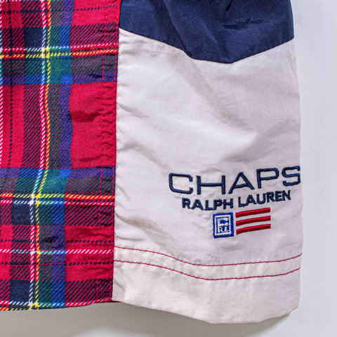 Chaps Ralph Lauren Plaid Spell Out Swim Trunks