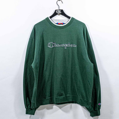 Champion Embroidered Spell Out Sweatshirt Double Collar