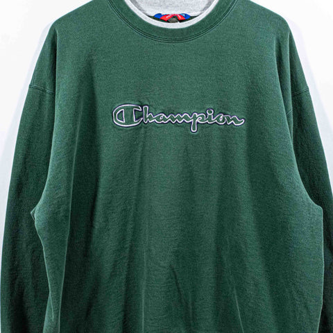 Champion Embroidered Spell Out Sweatshirt Double Collar
