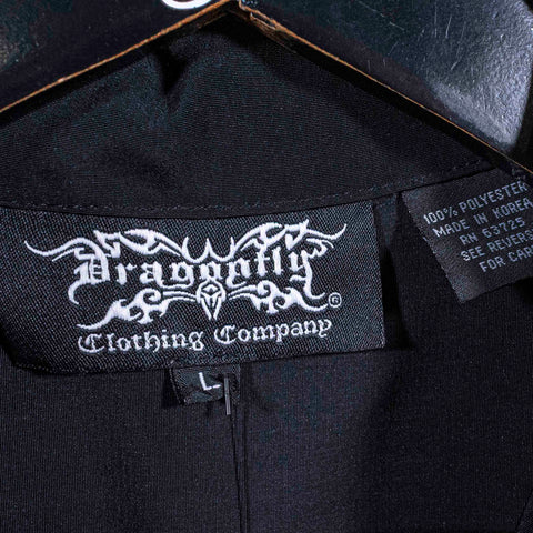 Dragonfly Motorcycle Eagle Flames AOP Short Sleeve Button Shirt