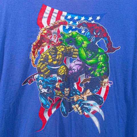 Marvel Comics USA Hulk Spiderman Wolverine Captain America T-Shirt