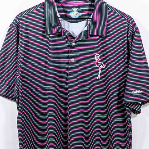 Chubbies Striped Flamingo Performance Golf Polo Shirt