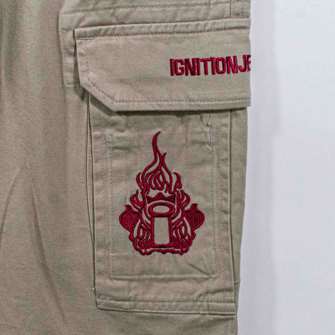 Ignition Embroidered Baggy Cargo Shorts