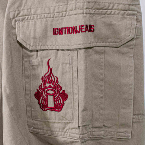 Ignition Embroidered Baggy Cargo Shorts