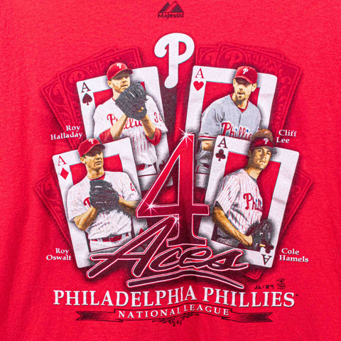 Philadelphia Phillies Ace Pitchers Majestic T-Shirt Halladay Lee Oswalt Hamels