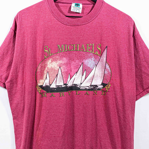 St Michaels Maryland Sailboat Striped T-Shirt