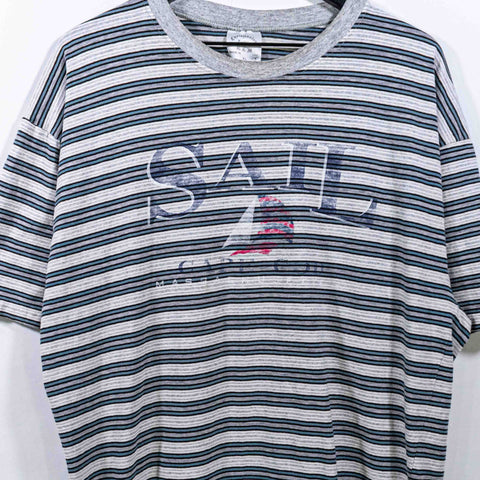 Sail Cape Code Massachusetts Striped Surf Skate T-Shirt