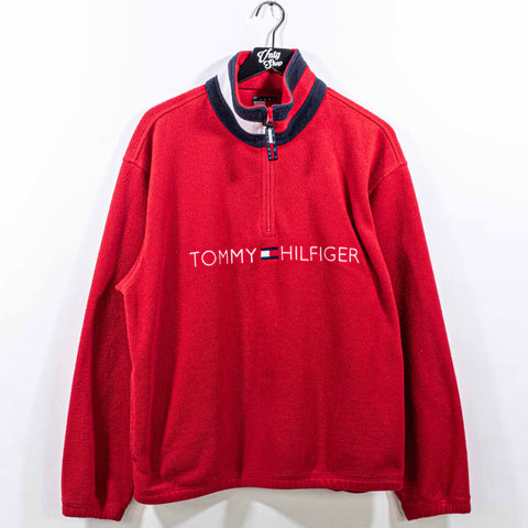 Tommy Hilfiger Flag Spell Out 1/4 Zip Fleece Pullover