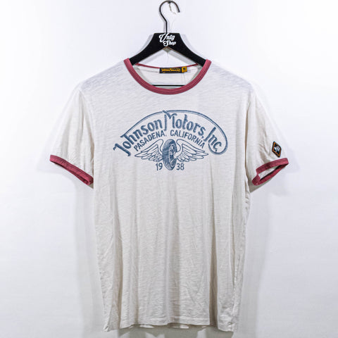 Johnson Motors Inc. Pasaden California Motorcycle Ringer T-Shirt