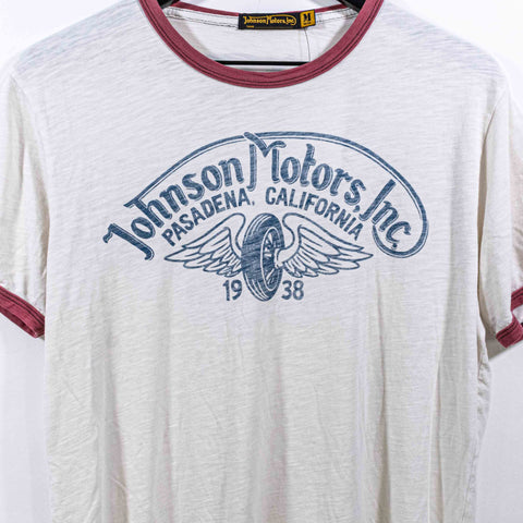 Johnson Motors Inc. Pasaden California Motorcycle Ringer T-Shirt