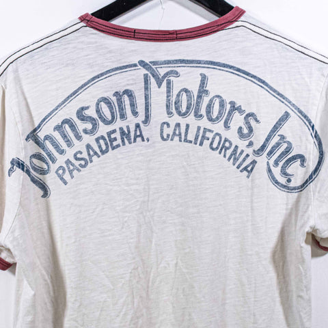 Johnson Motors Inc. Pasaden California Motorcycle Ringer T-Shirt
