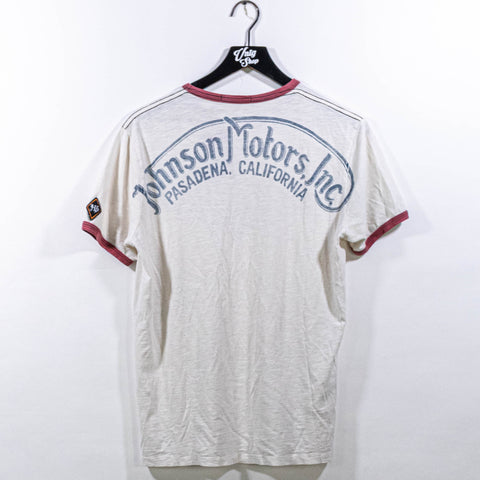 Johnson Motors Inc. Pasaden California Motorcycle Ringer T-Shirt