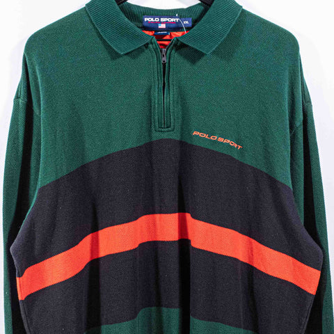 Polo Sport Ralph Lauren Striped 1/4 Zip Long Sleeve Polo Shirt