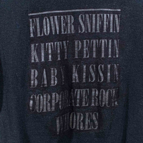Nirvana Smiley Flower Sniffin Kitty Pettin Baby Kissin Corporate Rock Whores T-Shirt