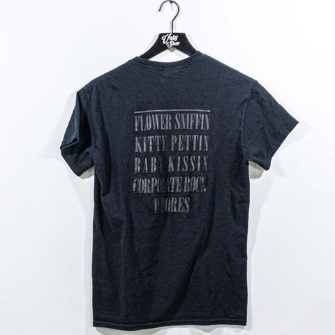 Nirvana Smiley Flower Sniffin Kitty Pettin Baby Kissin Corporate Rock Whores T-Shirt