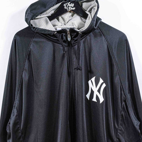 New York Yankees Logo Spell Out Zip Up Jacket Majestic Hooded